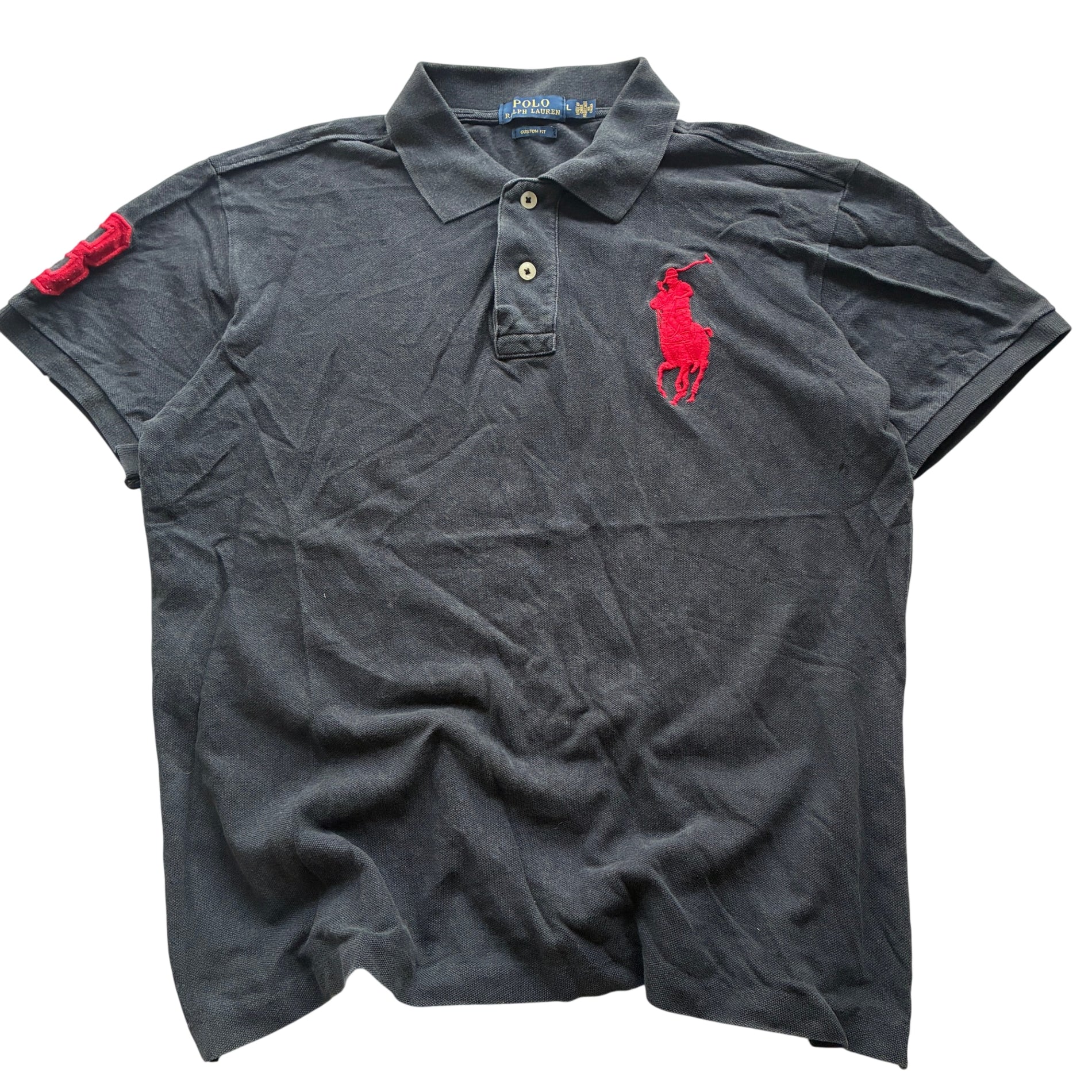 Polo Ralph Lauren Custom Fit Big Pony Polo Shirt Black Men's Size L - Image 1