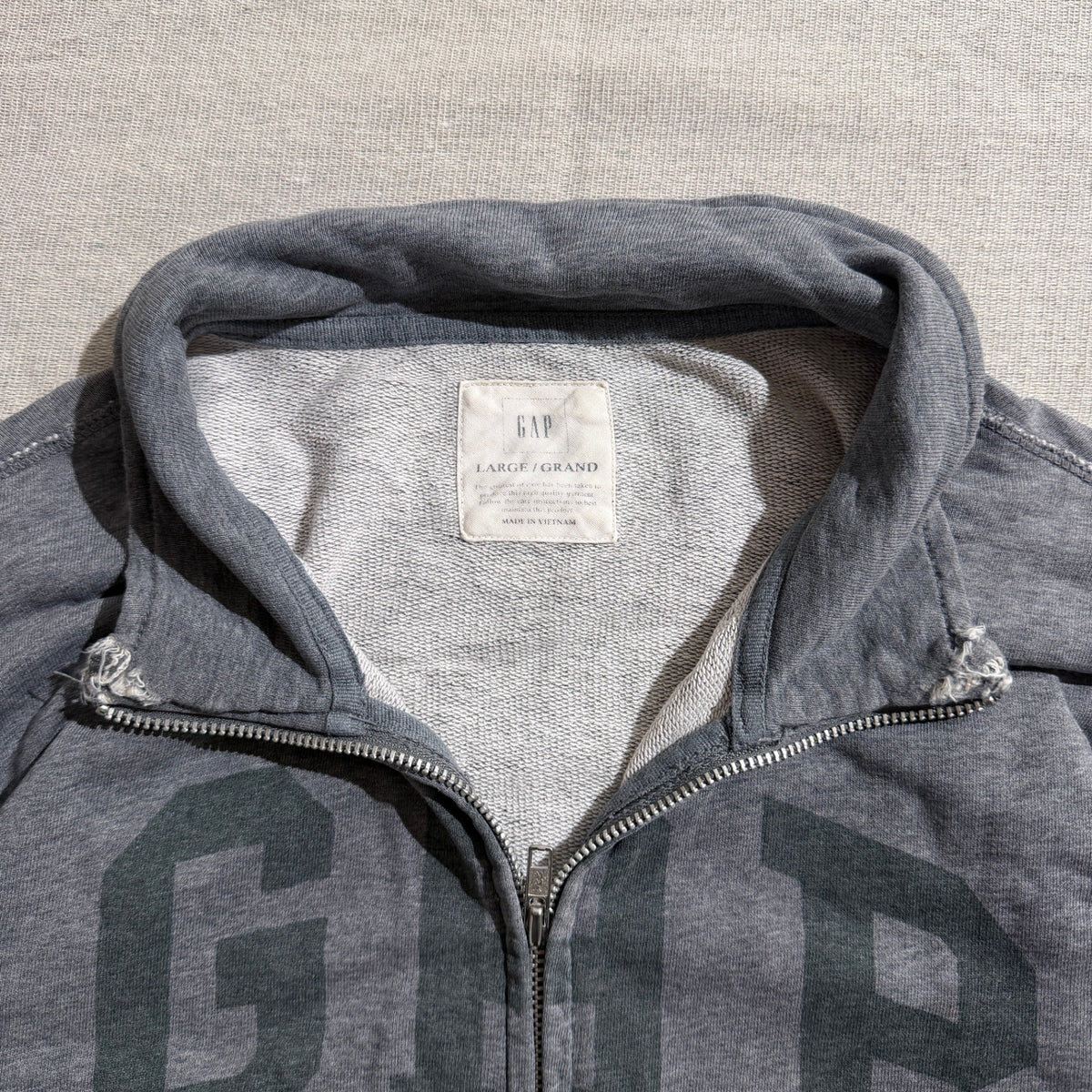 Gap Arch Logo Full-Zip Hoodie Grey Large - Image 4