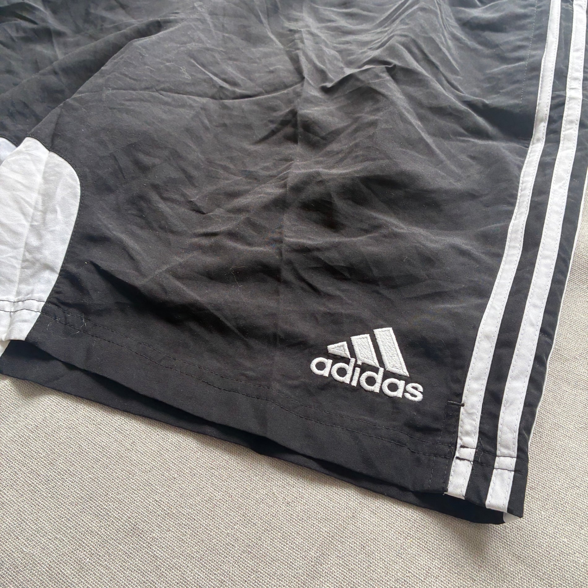 Adidas Men's Black And White Three-Stripe Athletic Shorts XL - Image 2